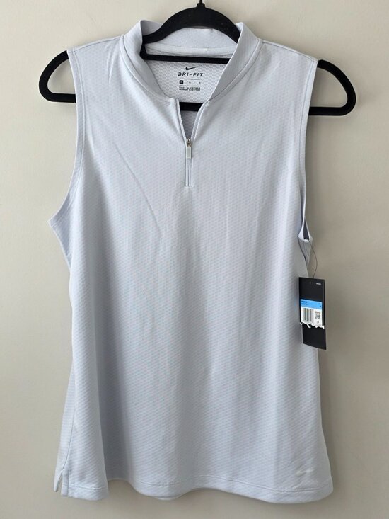 Nike Tops - NIKE Women's Dri-FIT Blade Sleeveless Golf Polo | Medium | 1/4 Zip Gray NEW